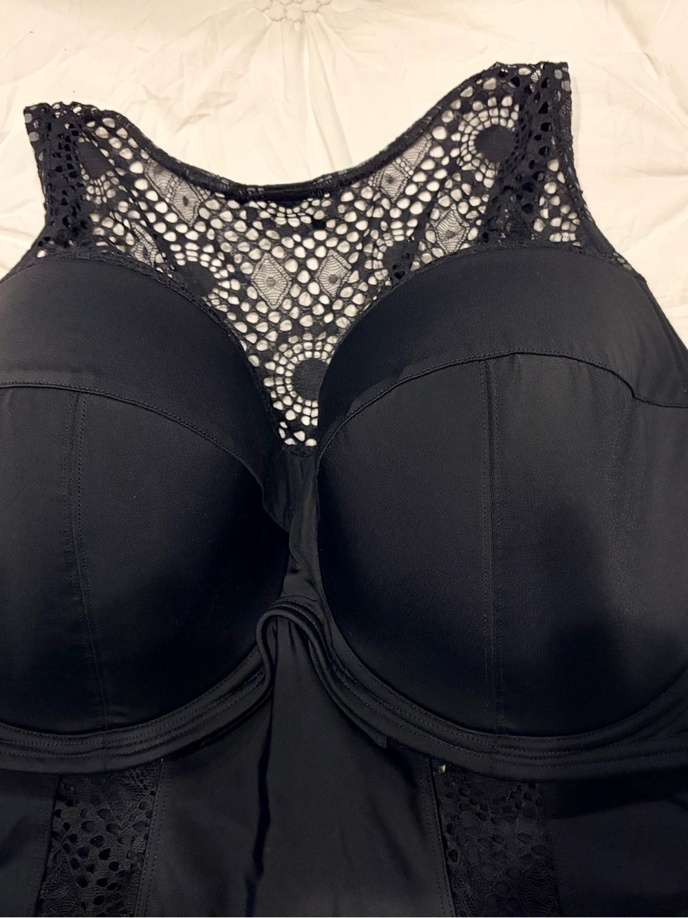 Adore Me Black Lace-Panel Sculpting Bodysuit - Picture 3 of 5